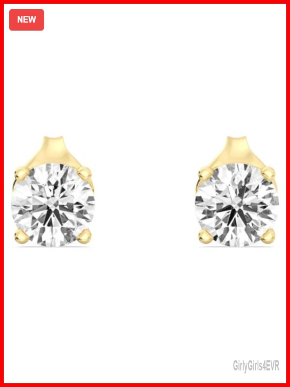 Lab Grown Diamond Stud Earrings 925 Sterling Silver 14KT Gold Plated